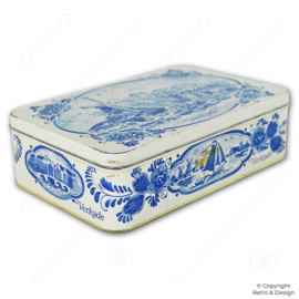 Vintage Verkade Tin (1982) – Dutch Windmill in Delft Blue