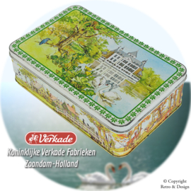 Vintage Verkade Biscuit Tin with Dutch Landscapes and Houses