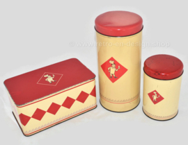 Juego vintage de tres latas Bolletje. Lata para bizcochos, lata para bizcochos y lata para galletas