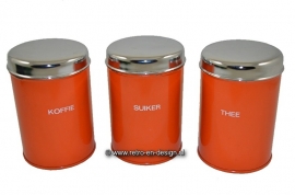 Drie Brabantia blechdosen, orange