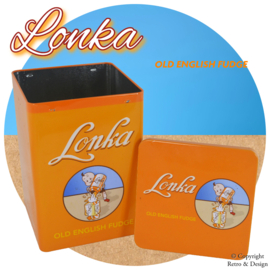 "Dive into Nostalgia: Lonka's Square Retro Tin Full of History and Sweetness!"