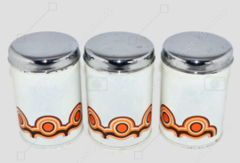 Set of three vintage Brabantia storage tins with "Bayon" pattern