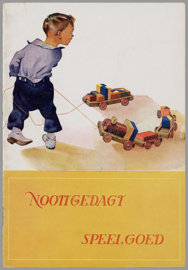 Vintage Houten Nooitgedagt Trekkarretje met Gekleurde Blokjes