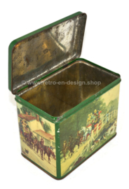 Vintage tea tin by 'De Gruyter' with images of an English fox hunt