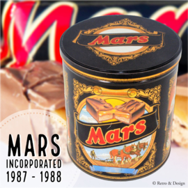 Vintage blikken opbergtrommel of snoepblik voor Mars chocoladerepen