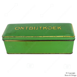 Vintage Green Biscuit Tin with Gold Print for Gingerbread