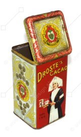 Hoog vintage 1 K.G. netto cacaoblik van Droste's cacao & chocoladefabrieken N.V. met verpleegster