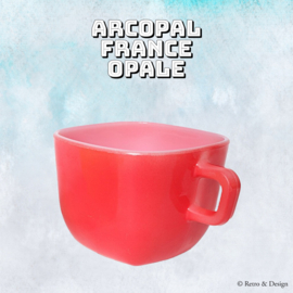 Taza de sopa roja vintage Arcopal France Opale