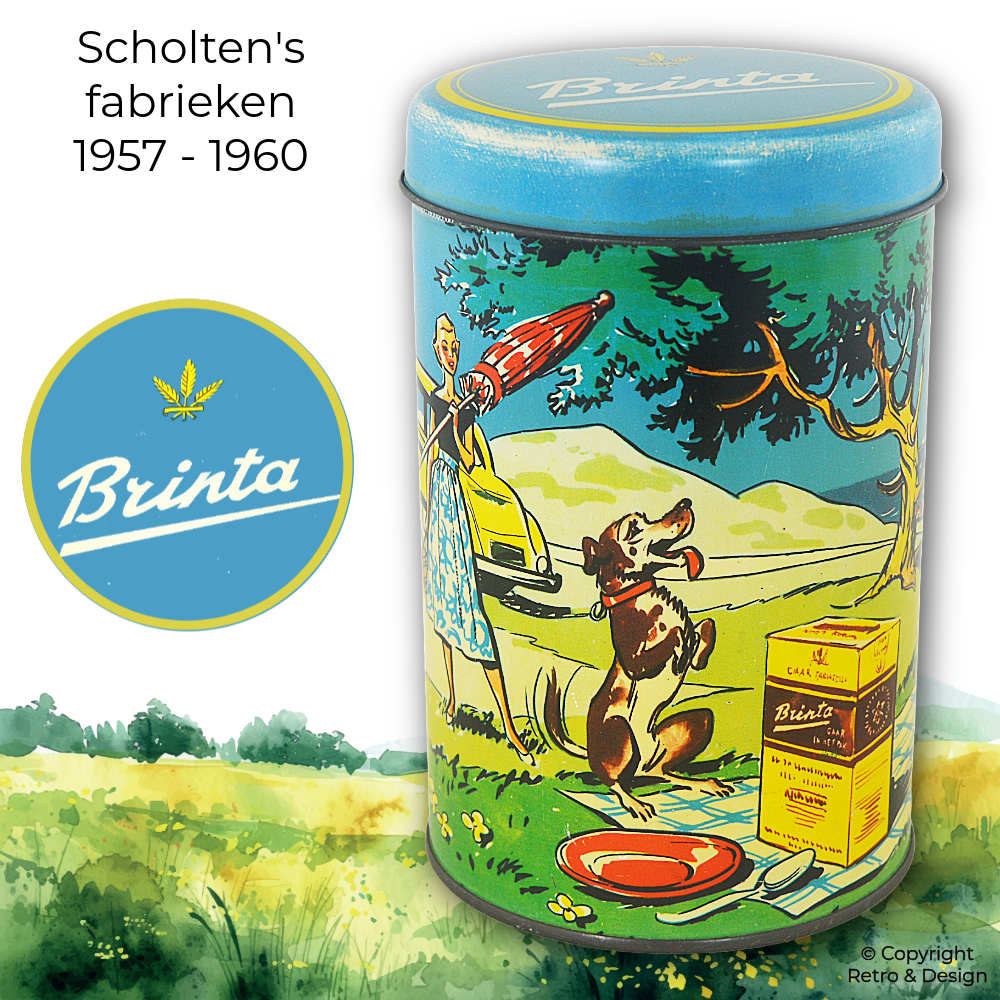 Vintage Brinta Tin with Picnic Scene – 1950s Breakfast Classic