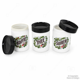 Set de Pots de Conservation Vintage Douwe Egberts en Verre Opalin – Années 1970