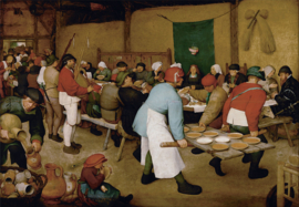 Lata antigua con pinturas de Pieter Bruegel el Viejo