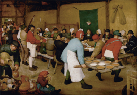 Antike Blechdose mit Gemälden von Pieter Bruegel der Ältere