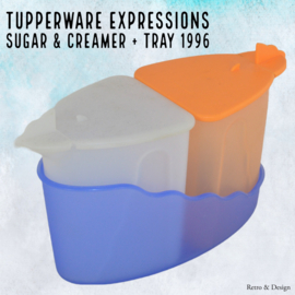 Vintage Tupperware Expressions Azúcar y Crema en una bandeja
