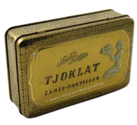 Vintage blikken trommel. Tjoklat Camée-Pastilles, Amsterdam, 1950-1983