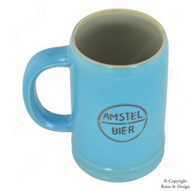 Chope de Bière Vintage en Grès Bleu Pastel des Années 1960 – Bière Amstel