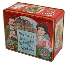 Van Nelle's stoom Koffiebranderij en Theehandel. Vintage Blechdose