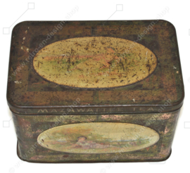 Ancienne boîte à thé "Mazawattee tea" avec une image de Little bo-peep