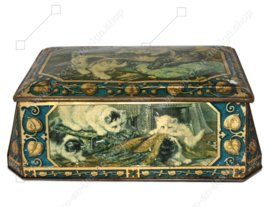 Vintage tin with images of cats by Henriëtte Ronner-Knip