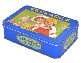 Vintage Blechdose von Verkade mit Mutter und Kind im nostalgischen Design