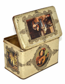 Vintage tin with images of old master paintings