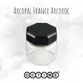 Tarro de cristal pequeño con tapa negra de Arcoroc France, Luminarc Octime