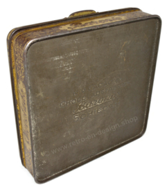 Square vintage chocolate tin by Baronie, Schiedam