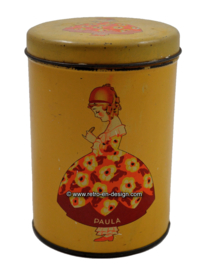 Lata de galleta redonda con tapa suelta, "Paula", amarillo oscuro