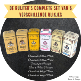 Complete Set of Six Vintage Tins from De Ruijter!