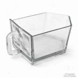 Vintage glazen gruttersbak / voorraadbak met handvat