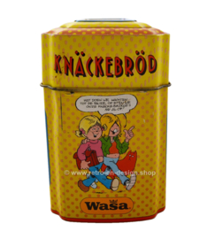 Vintage WASA bewaarblik voor knäckebröd met Jan, Jans en de kinderen