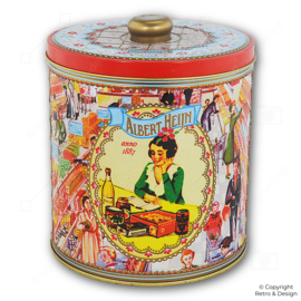 Albert Heijn Retro Vorratsdose – 125. Jubiläumsausgabe (2012), Vintage Blechdose mit rotem Rand