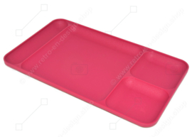 Vintage Tupperware serving tray, dining tray, dinner plate, in dark pink plastic polythene
