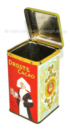 Vintage Droste Hollands cacaoblik met rechte letters en verpleegster, netto 1/2 KG