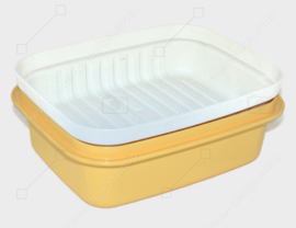 Vintage Tupperware Cracker Aufbewahrungsbox oder Käsebox in gelb und weiß