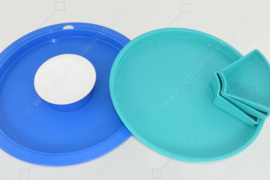 Centro de servicio de colección Tupperware Preludio con seis compartimentos, verde/azul/blanco