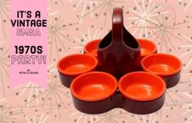 Vintage snack bowl by Emsa in flower shape in the colour combination brown and orange