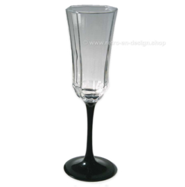 Vintage Arcoroc Luminarc France Octime Champagneglas op zwarte voet