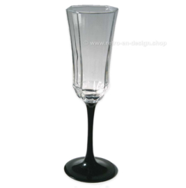 Vintage Arcoroc Luminarc France Octime Champagne glass on black stem