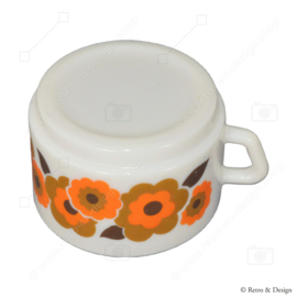 Bol à soupe ou tasse à thé Arcopal Lotus motif fleuri marron/orange