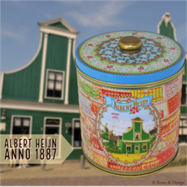 AH retro tin - Albert Heijn en retrospectiva. 125 años Albert Heijn, anno 1887, borde azul