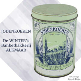 Vintage Tin Jodenkoeken Canister - De Winter's Banketbakkerij Alkmaar