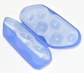 Vintage Tupperware Eierspeicher für 6 Eier in blau und weiß