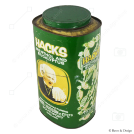 Large rare vintage HACKS tin in the colour green