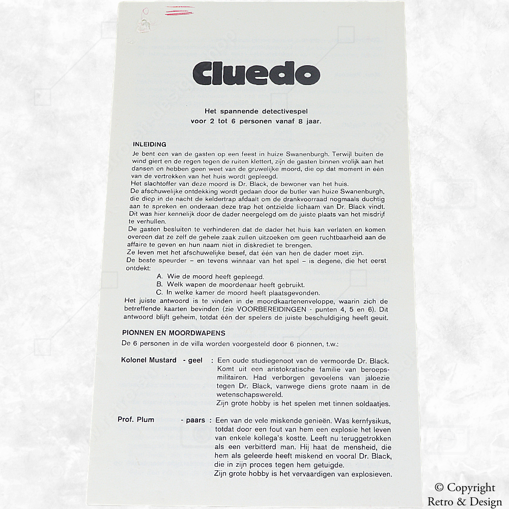 Ontdek het Mysterie: Cluedo – Wie heeft Dr. Black vermoord? Uitvoering 1976