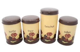 Niederländisches Vintage Blechdosen-Set von Brabantia für Kaffee, Tee, Zucker und Zwieback
