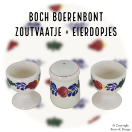 "Boerenbont Timeless Table Elegance: Set of Two Egg Cups and Salt Cellar"