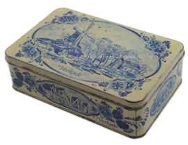 Caja de galletas de Verkade con imagen azul de Delft