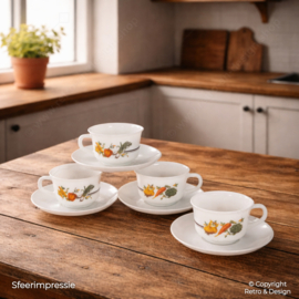 Taza y Platillo Arcopal France “Légumes” – Tamaño Grande – También Apta como Cuenco para Sopa – Años 70