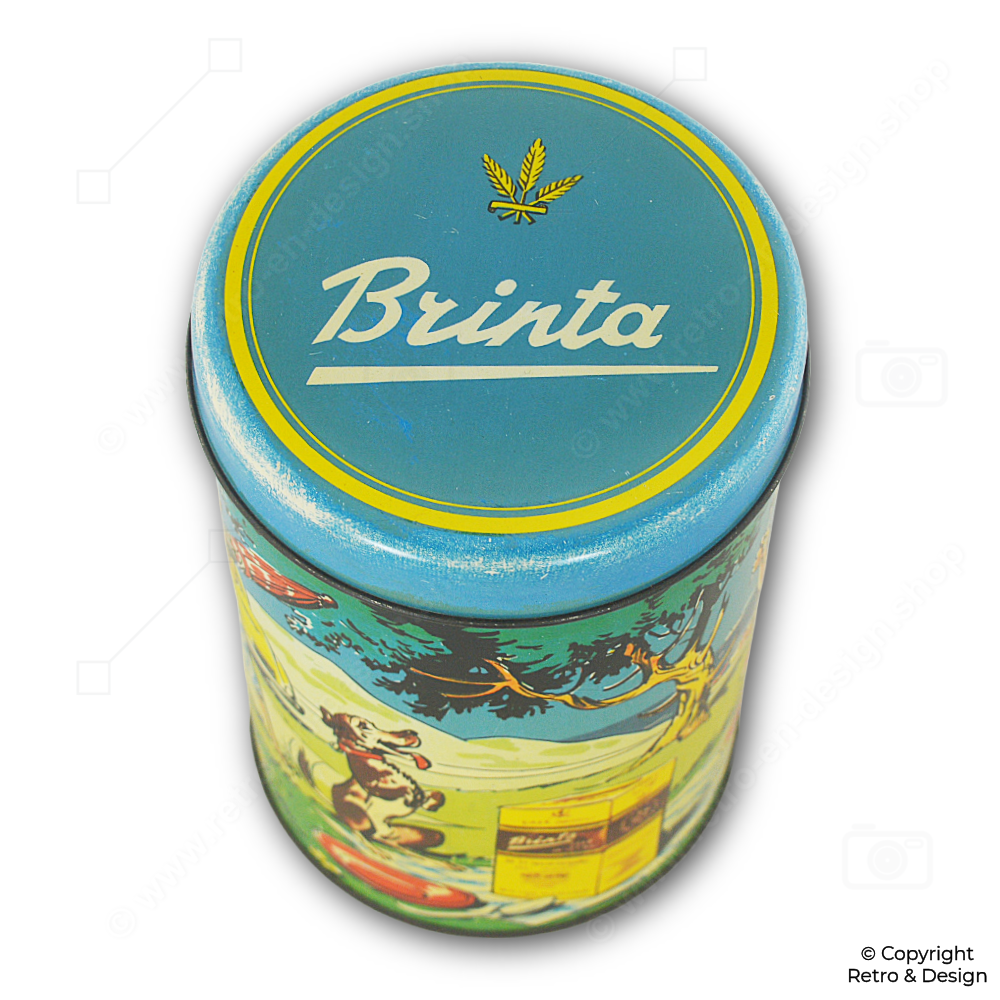 Vintage Brinta-Dose mit Picknick-Motiv – Frühstücksklassiker der 1950er Jahre