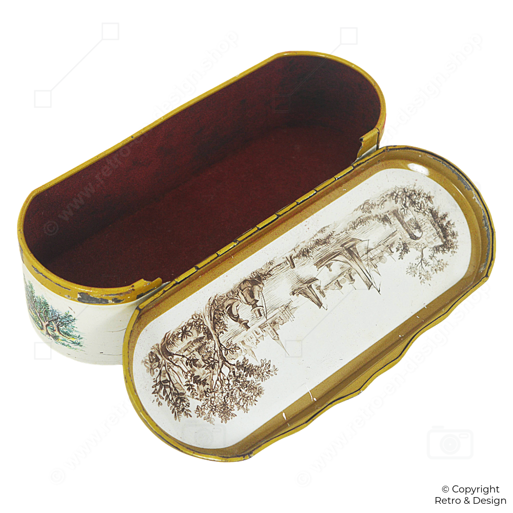 Boîte à Cuillères à Thé Vintage Douwe Egberts (1954) – Doublure Rouge & Motifs de Voiliers